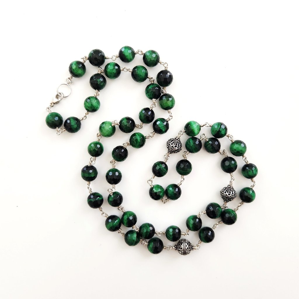 Green Tigers Eye Necklace--36"